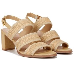 Franco Sarto Beige Strappy Block Heel Sandals